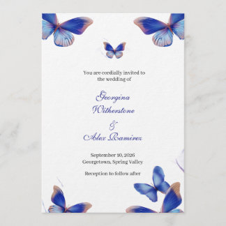 Rustic Blue Editable Photo Wedding Invite 招待状