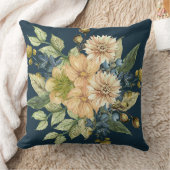 Rustic Blue Floral Farmhouse クッション (ブランケット)