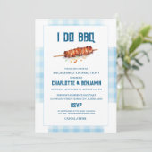 Rustic Blue Gingham I Do BBQ エンゲージメントパーティー 招待状 (スタンド正面)