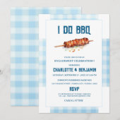 Rustic Blue Gingham I Do BBQ エンゲージメントパーティー 招待状 (正面/裏面)