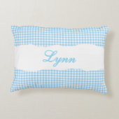 Rustic Blue Gingham Personalized Name アクセントクッション (裏面)