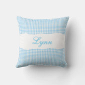 Rustic Blue Gingham Personalized Name クッション (裏面)