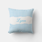 Rustic Blue Gingham Personalized Name クッション (正面)