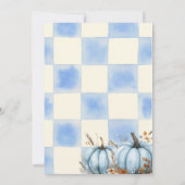 Rustic Blue Gingham Pumpkin Baby Shower 招待状 (裏面)