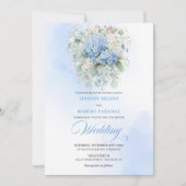 Rustic Blue Hydrangea Eucalyptus Wedding Invitatio 招待状 (正面)