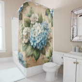 Rustic Blue Hydrangea  Floral Shower Curtain シャワーカーテン (インサイチュ)
