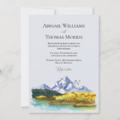 Rustic Blue Mountain Watercolor Wedding Invitation 招待状 (正面)