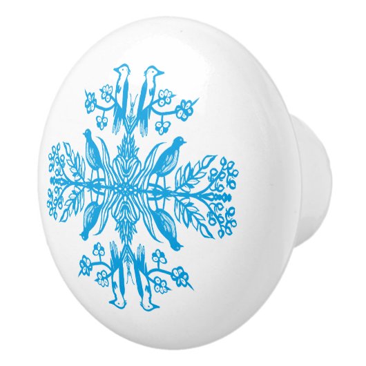 Rustic blue nature Blue Birds Vintage. セラミックノブ (右)