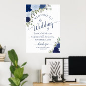 Rustic Blue Roses Wedding Welcome A1 Size ポスター (ホームオフィス)