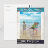Rustic Blue White Beach Wood Photo Frame ポストカード (正面/裏面)