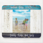 Rustic Blue White Beach Wood Photo Frame マウスパッド (正面)