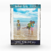 Rustic Blue White Beach Wood Text 5" x 7" Frame フォトブロック (正面)