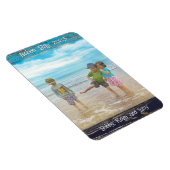 Rustic Blue White Beach Wood Text Photo Frame マグネット (右側)