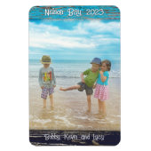 Rustic Blue White Beach Wood Text Photo Frame マグネット (縦)