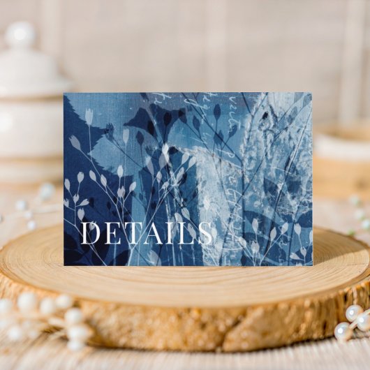 Rustic Blue & White Botancial Wedding Details エンクロージャーカード