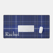 Rustic Blue & White Plaid Monogram デスクマット (キーボード&マウス)