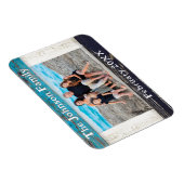 Rustic Blue Wood Family Name Photo Frame マグネット (右側)