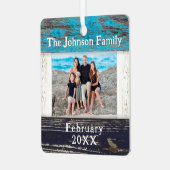 Rustic Blue Wood Family Name Photo Frame メタルオーナメント (正面左)