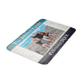 Rustic Blue Wood Frame Family Name Photo バスマット (アングル)