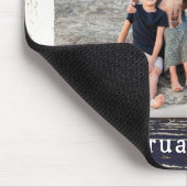 Rustic Blue Wood Frame Family Name Photo マウスパッド (コーナー)