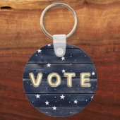 Rustic Blue Wood Stars  Vote キーホルダー (裏面)