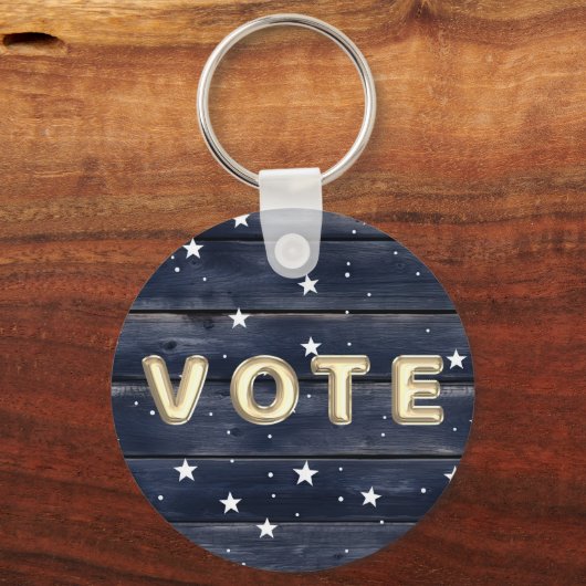 Rustic Blue Wood Stars  Vote キーホルダー (裏面)