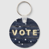 Rustic Blue Wood Stars  Vote キーホルダー (裏面)