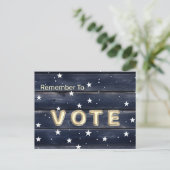 Rustic Blue Wood Stars  Vote ポストカード (スタンド正面)
