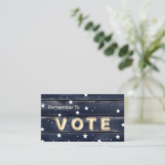 Rustic Blue Wood Stars  Vote 名刺 (スタンド正面)