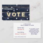 Rustic Blue Wood Stars  Vote 名刺 (正面/裏面)