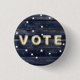 Rustic Blue Wood Stars  Vote 缶バッジ