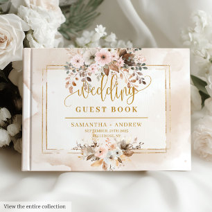 Rustic Blush ピンクゴールドの秋の結婚式ゲストブック ゲストブック
