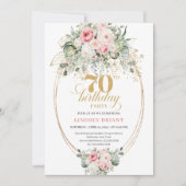 Rustic Blush and Gold 70th Birthday Invitation 招待状 (正面)