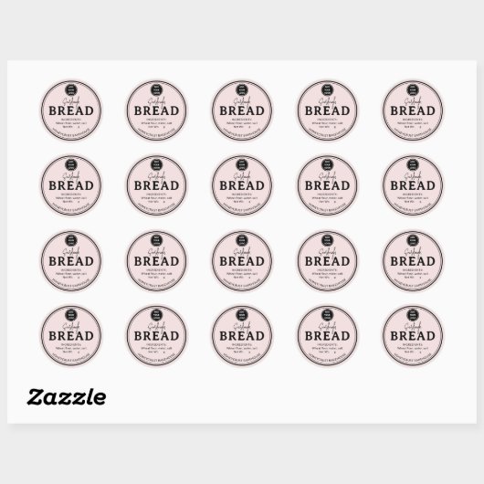 Rustic Blush Bakery Sourdough Bread Label Sticker ラウンドシール (シート)