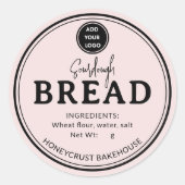 Rustic Blush Bakery Sourdough Bread Label Sticker ラウンドシール (正面)