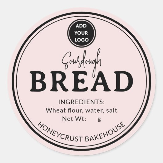 Rustic Blush Bakery Sourdough Bread Label Sticker ラウンドシール (正面)
