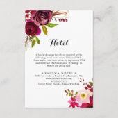 Rustic Blush Burgundy Floral Calligraphy Hotel エンクロージャーカード (正面)