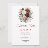 Rustic Blush Burgundy Greenery Save The Date セーブザデート (正面)
