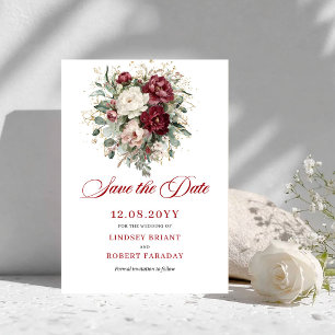 Rustic Blush Burgundy Greenery Save The Date セーブザデート