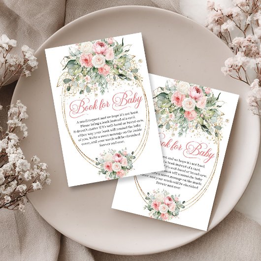 Rustic Blush Floral Eucalyptus Book Request エンクロージャーカード
