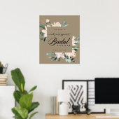 RUSTIC BLUSH FLORAL KRAFT BRIDAL SHOWER WELCOME ポスター (ホームオフィス)
