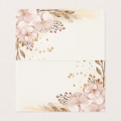 Rustic Blush & Gold フラワー ボヘミアン テーブルカード (内部フラット)