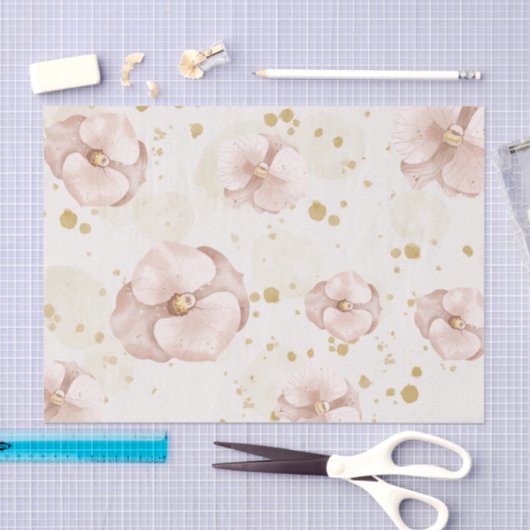 Rustic Blush & Gold Floral Boho Gift Paper 薄葉紙 (クラフト)