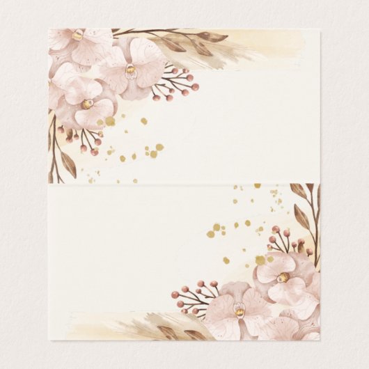 Rustic Blush & Gold Floral Boho Table Card  (内部フラット)