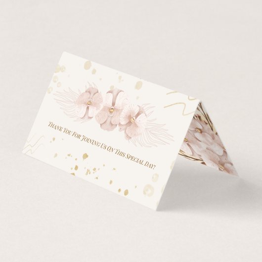 Rustic Blush & Gold Floral Boho Table Card  (裏面)