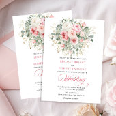 Rustic Blush Peony Greenery Gold Wedding Invitatio 招待状