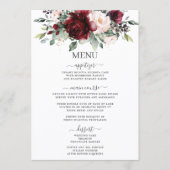 Rustic Blush Pink Burgundy Floral Wedding 5x7 Menu プログラム (正面)