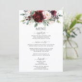 Rustic Blush Pink Burgundy Floral Wedding 5x7 Menu プログラム (スタンド正面)