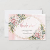 Rustic Blush Pink Floral Eucalyptus Thank You Card サンキューカード (正面)