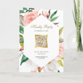 Rustic Blush Pink Floral Gold QR Code Wedding 招待状 (裏面)